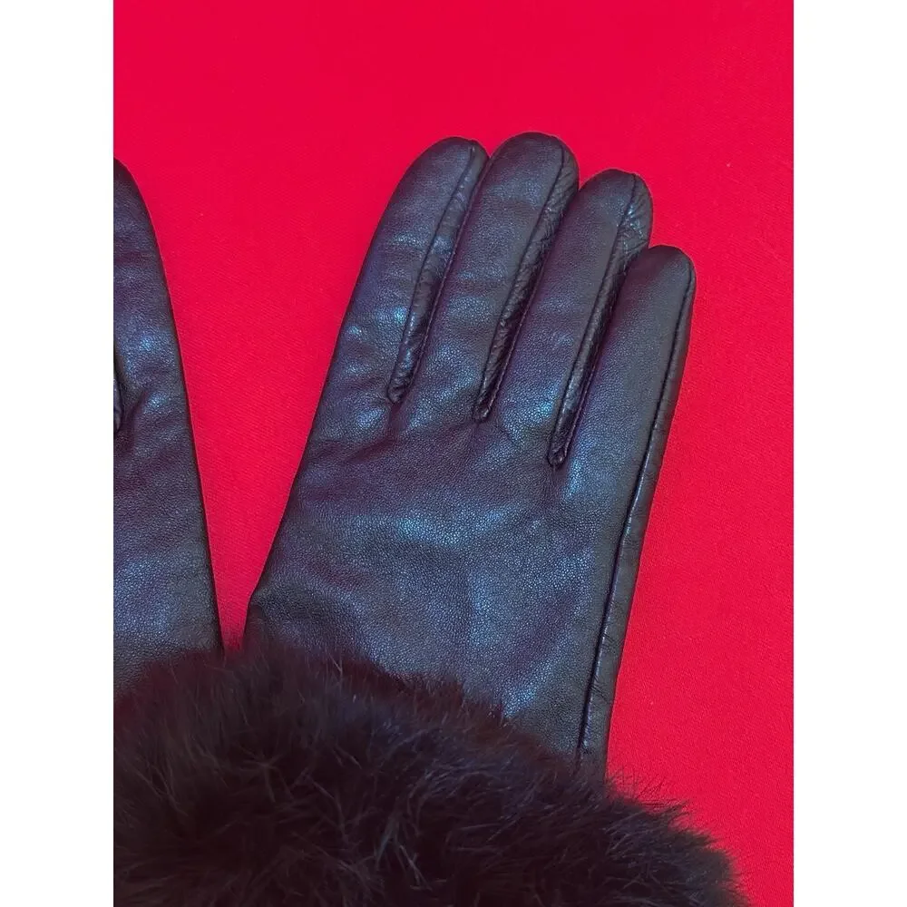 Sz 8.5 Women’s Genuine Sheepskin Gloves Michael Kors Genuine Rabbit Cuffs India